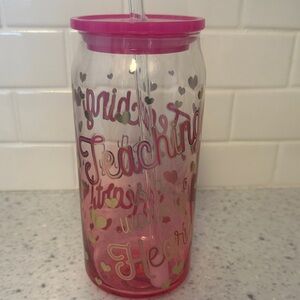 Sheffield home teacher pink Heart Tumbler with Straw